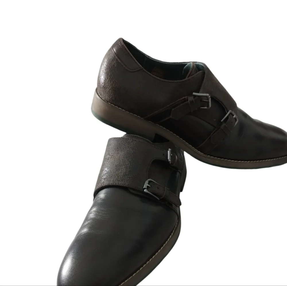 Robert Wayne Distressed Leather Monk Strap Men's size‎ 13D Loafers Casual Shoes